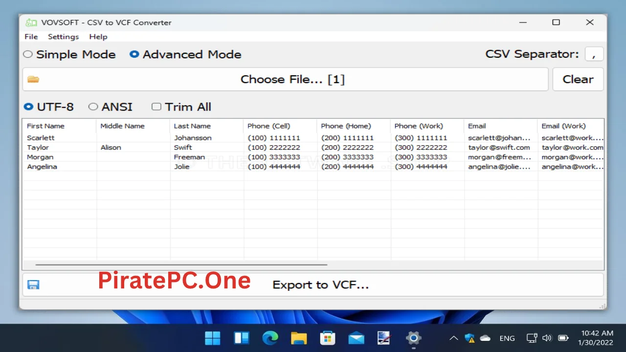 VovSoft CSV to VCF Converter For PC Portable And Multilingual